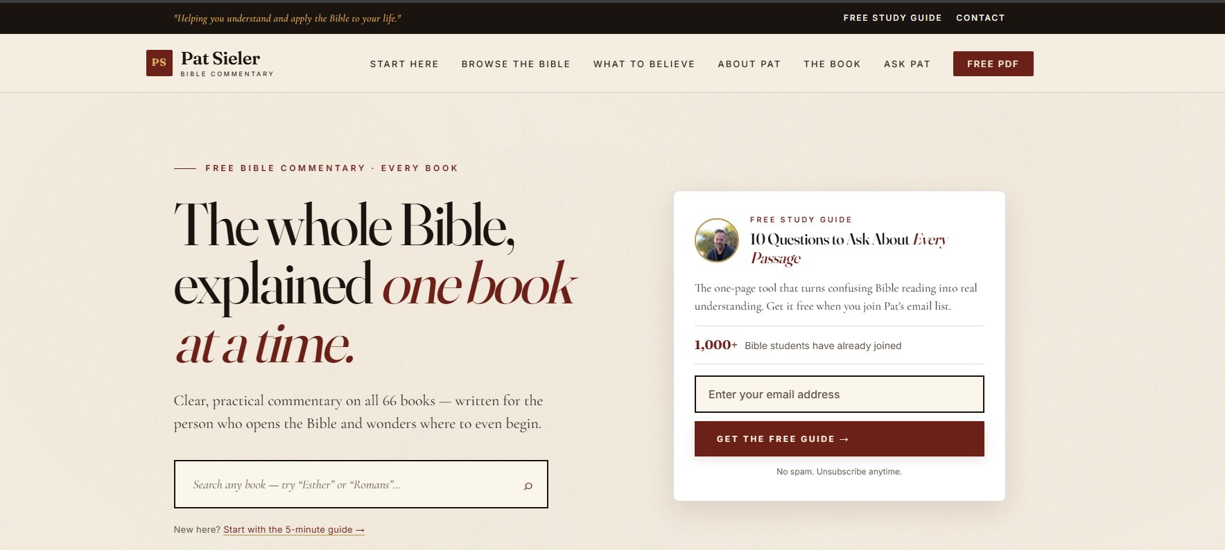 Pat Sieler site after redesign